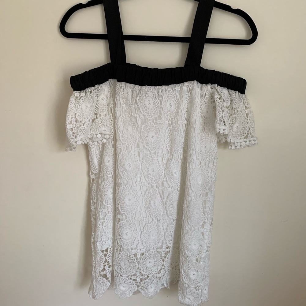 Alice Blue Lace Bardot Top with Straps - Picture 4 of 9
